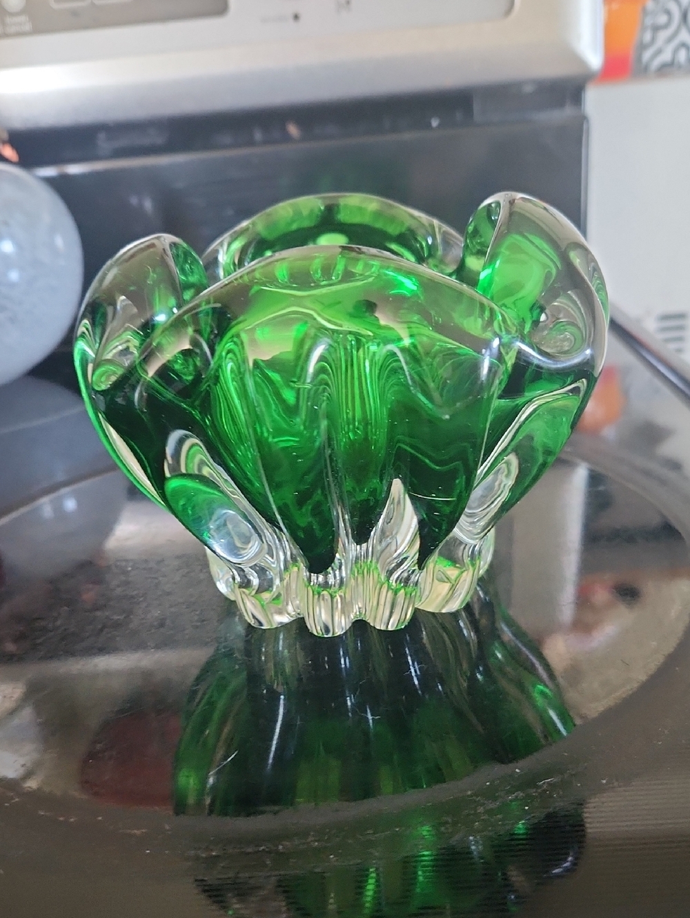 Green Glass Ashtray